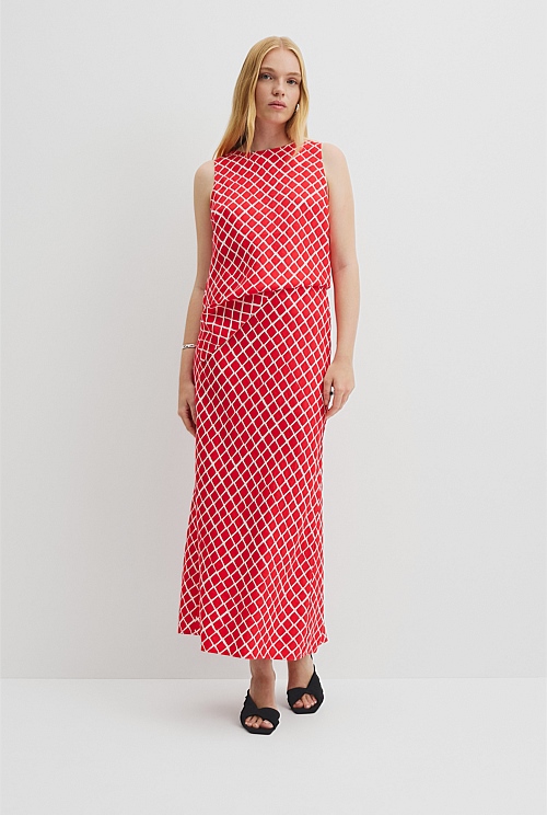 Draped Bias Print Skirt Draped Bias Print Skirt
