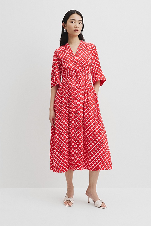 Organically Grown Linen Print Shirt Dress Organically Grown Linen Print Shirt Dress