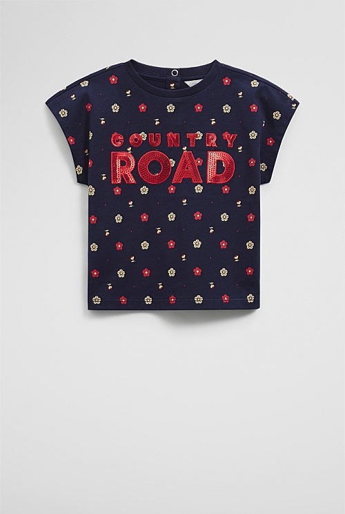 Organically Grown Cotton Sequin Logo T-Shirt Organically Grown Cotton Sequin Logo T-Shirt