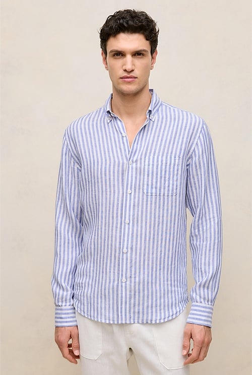 Regular Fit Linen Bengal Stripe Shirt Regular Fit Linen Bengal Stripe Shirt