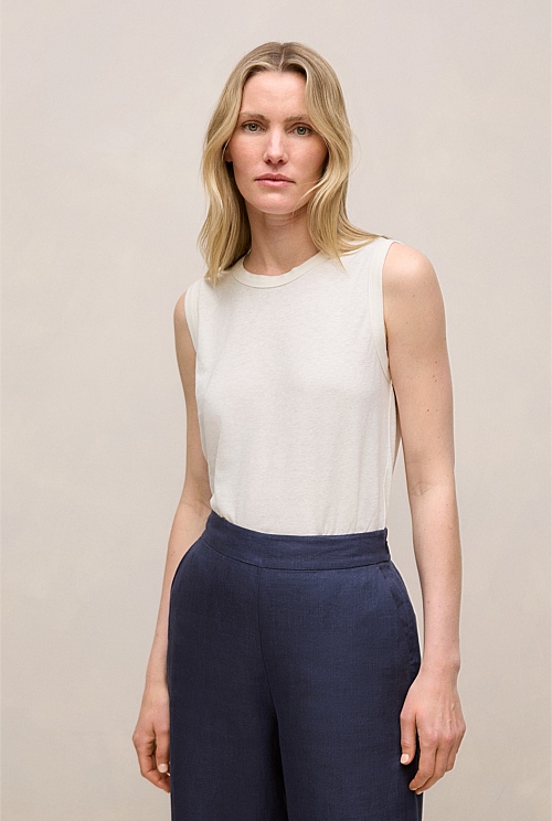 Linen Cotton Crew Tank Linen Cotton Crew Tank