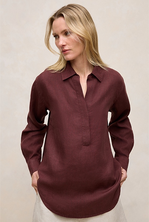 Delave Linen Half Placket Shirt Delave Linen Half Placket Shirt