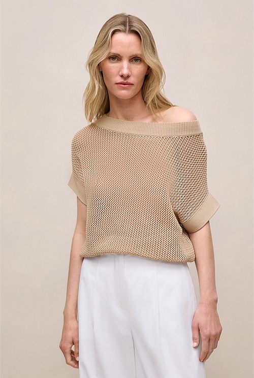 Mercerised Cotton Open Knit T-shirt Mercerised Cotton Open Knit T-shirt