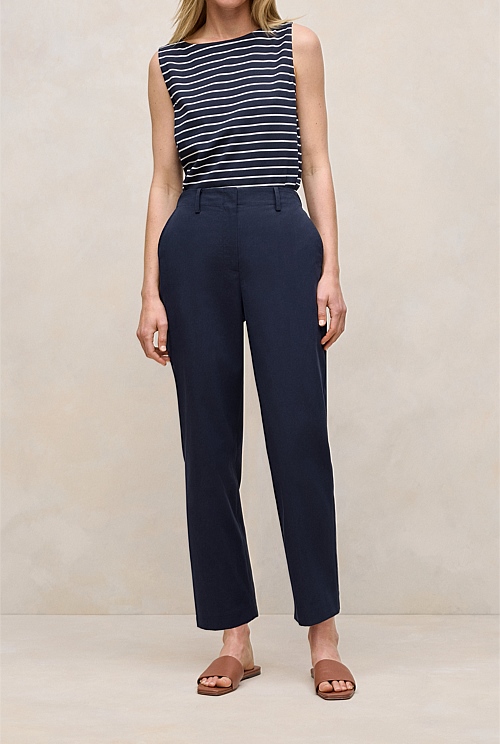 Cotton Blend Straight Leg Pant Cotton Blend Straight Leg Pant