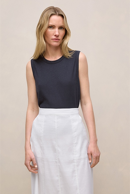 Linen Cotton Crew Tank Linen Cotton Crew Tank