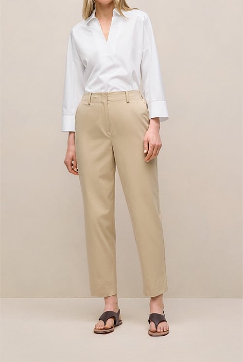 Cotton Blend Straight Leg Pant Cotton Blend Straight Leg Pant