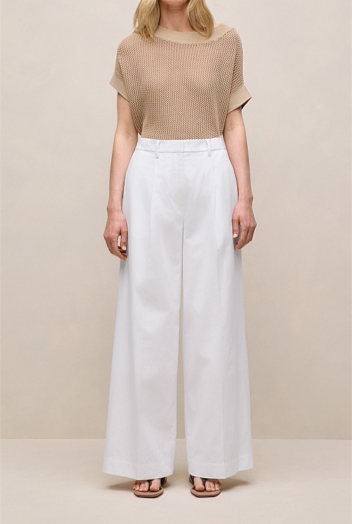 Cotton Blend Tailored Wide Leg Pant Cotton Blend Tailored Wide Leg Pant