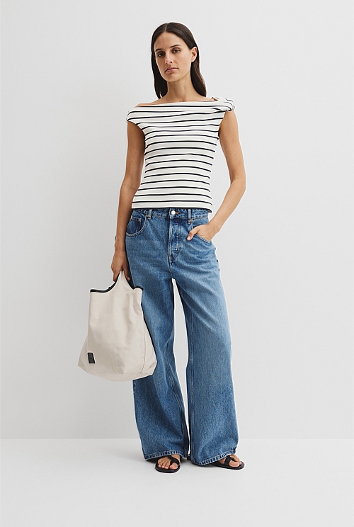 Stripe Twist Shoulder Top Stripe Twist Shoulder Top