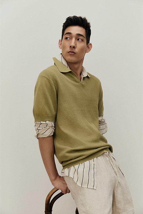 Australian Cotton Textured Knit Polo Australian Cotton Textured Knit Polo