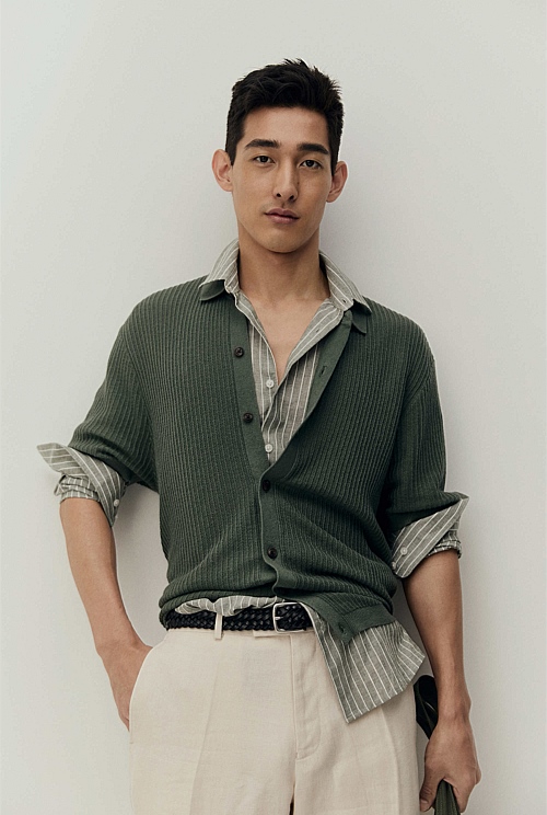 Short Sleeve Cotton Linen Knit Shirt Short Sleeve Cotton Linen Knit Shirt