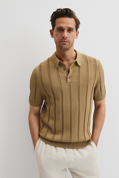 Australian Cotton Stripe Knit Polo Australian Cotton Stripe Knit Polo