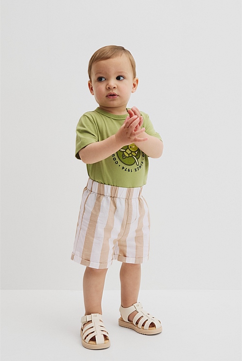 Organically Grown Cotton Blend Stripe Pull-On Short Organically Grown Cotton Blend Stripe Pull-On Short