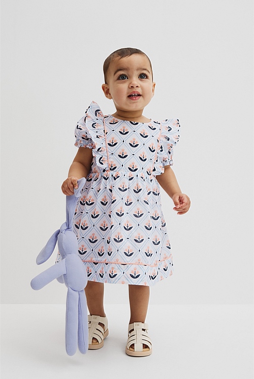 Short Sleeve Frill Print Dress Short Sleeve Frill Print Dress