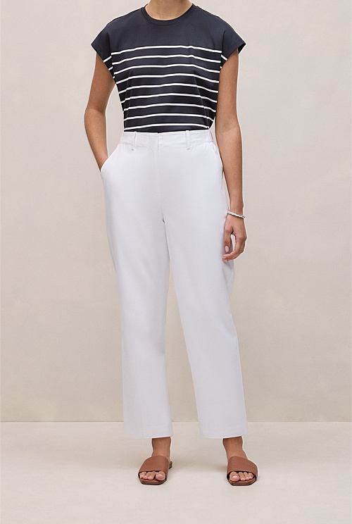 Cotton Blend Straight Leg Pant Cotton Blend Straight Leg Pant
