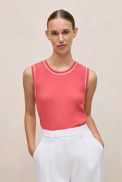 Cotton Rib Trim Detail Tank Cotton Rib Trim Detail Tank