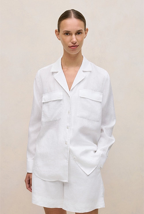 Linen Pocket Detail Long Sleeve Shirt Linen Pocket Detail Long Sleeve Shirt