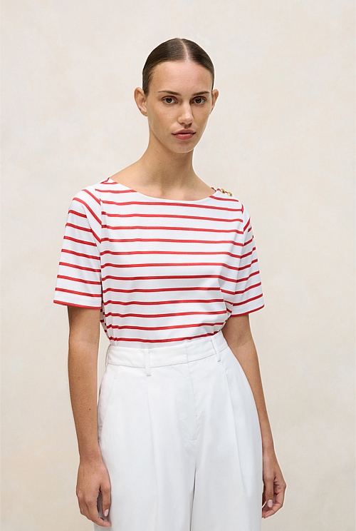 Stripe Boatneck T-shirt Stripe Boatneck T-shirt