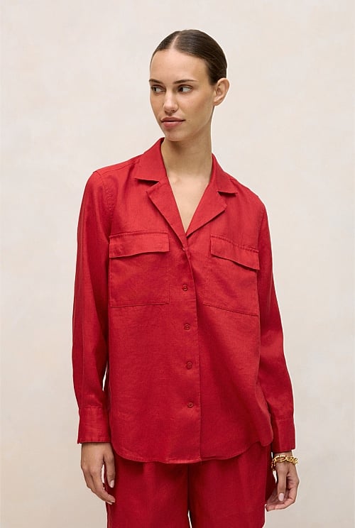 Linen Pocket Detail Long Sleeve Shirt Linen Pocket Detail Long Sleeve Shirt