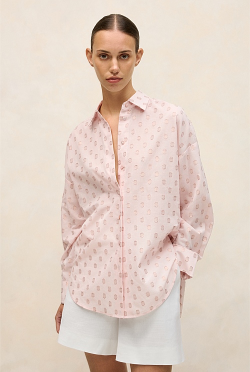 Cotton Blend Textured Spot Shirt Cotton Blend Textured Spot Shirt