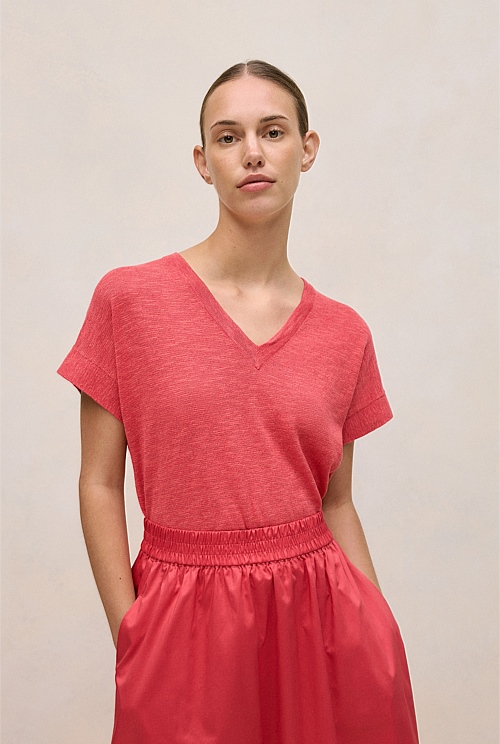 Linen Cotton Relaxed V Neck T-shirt Linen Cotton Relaxed V Neck T-shirt