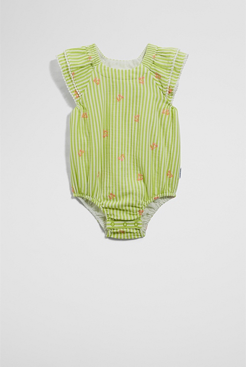 Stripe Embroidered Romper Stripe Embroidered Romper