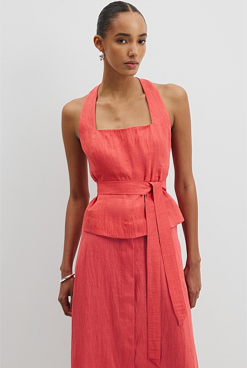 Organically Grown Linen Blend Halter Neck Top Organically Grown Linen Blend Halter Neck Top