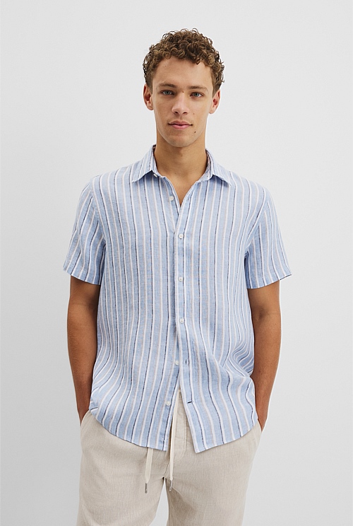 Organically Grown Linen Short Sleeve Regular Strap Shirt Organically Grown Linen Short Sleeve Regular Strap Shirt
