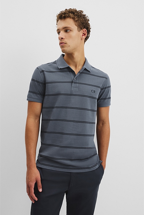 Australian Cotton Stripe Pique Polo Australian Cotton Stripe Pique Polo