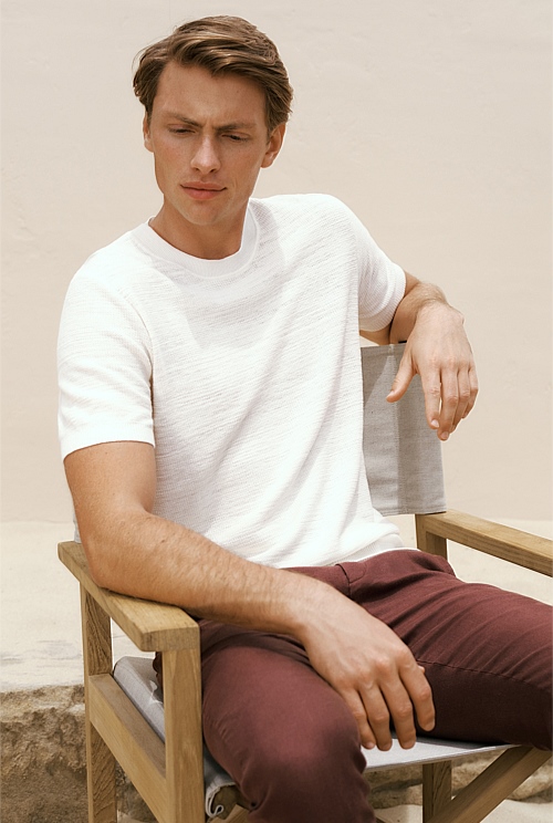 Cotton Linen Racking Stitch T-shirt Cotton Linen Racking Stitch T-shirt