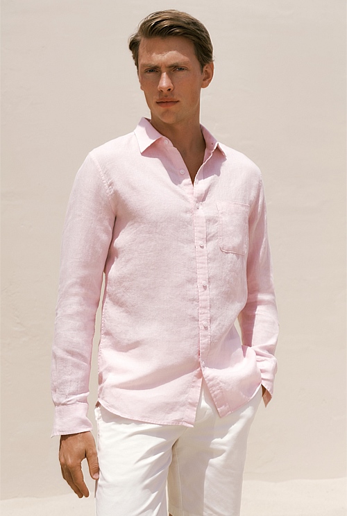 Regular Fit Linen Fine Stripe Shirt Regular Fit Linen Fine Stripe Shirt