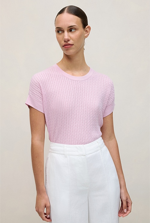 Linen Cotton Cable Knit T-shirt Linen Cotton Cable Knit T-shirt