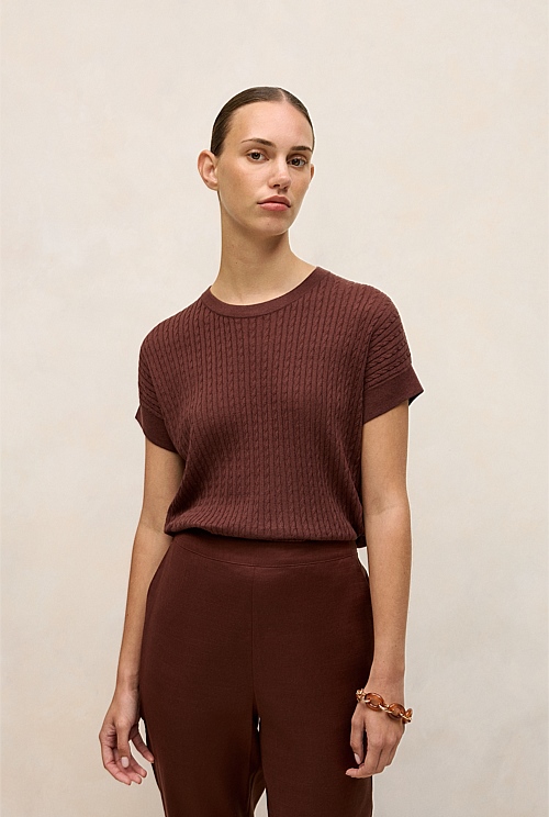 Linen Cotton Cable Knit T-shirt Linen Cotton Cable Knit T-shirt