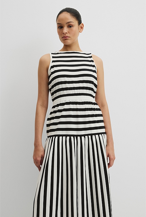 Australian Cotton Stripe Midi Tank Dress Australian Cotton Stripe Midi Tank Dress
