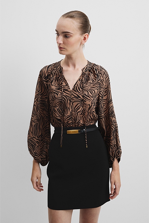Print Blouson Blouse Print Blouson Blouse