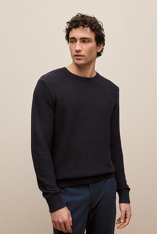 Linen Cotton Texture Knit Crew Linen Cotton Texture Knit Crew