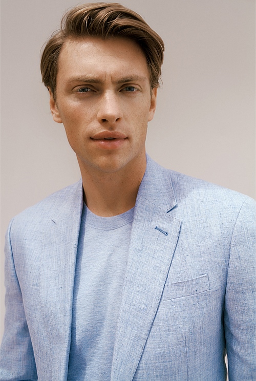 Regular Fit Yarn Dyed Linen Blazer Regular Fit Yarn Dyed Linen Blazer