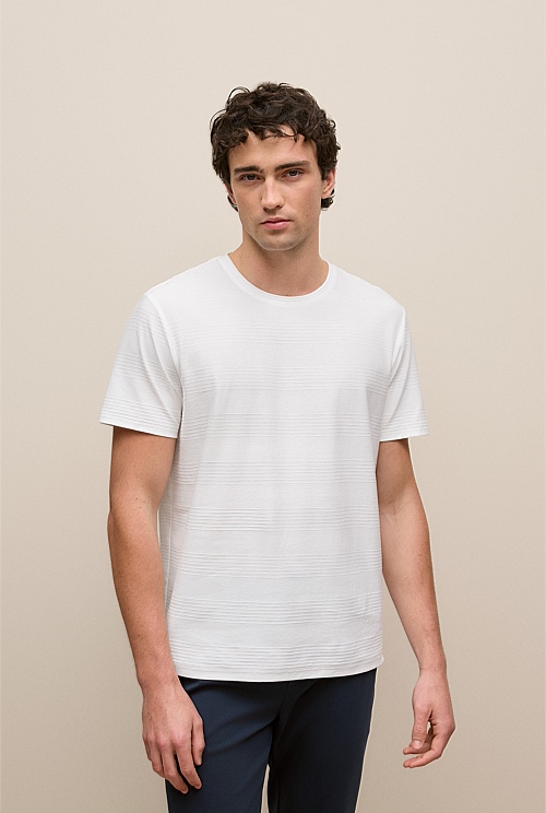 Cotton Jacquard Stripe T-shirt Cotton Jacquard Stripe T-shirt