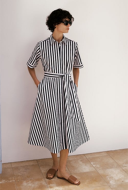 Cotton Poplin Stripe Shirt Dress Cotton Poplin Stripe Shirt Dress