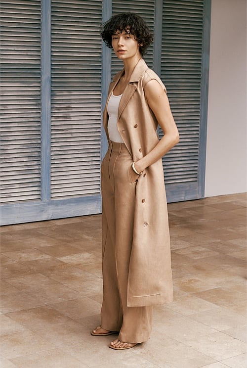 Linen Twill Sleeveless Trench Dress Linen Twill Sleeveless Trench Dress