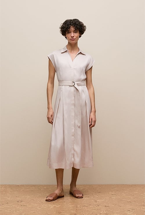 Soft Pleat Belted Dress Soft Pleat Belted Dress