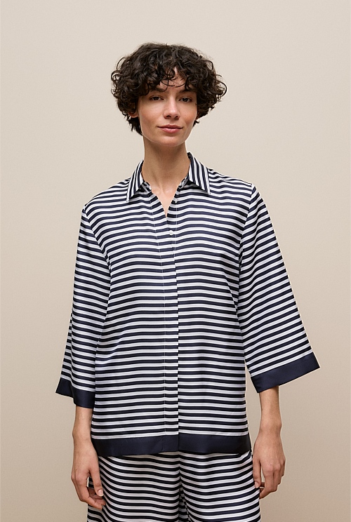 Silk Twill Stripe Shirt Silk Twill Stripe Shirt