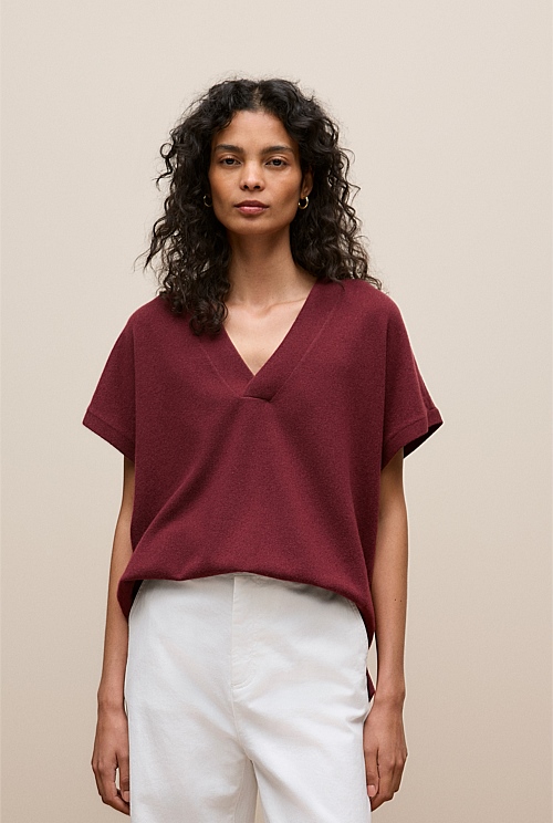 Merino Cashmere Relaxed V Neck Knit Merino Cashmere Relaxed V Neck Knit