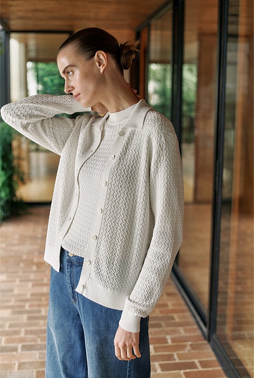 Cotton Cashmere Cable Cardigan Cotton Cashmere Cable Cardigan