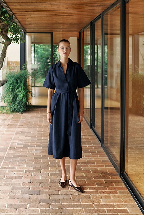 Cotton Poplin Belted Popover Dress Cotton Poplin Belted Popover Dress
