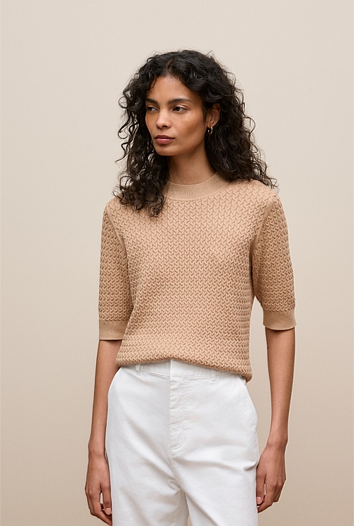 Cotton Cashmere Cable Mock Neck Knit Cotton Cashmere Cable Mock Neck Knit