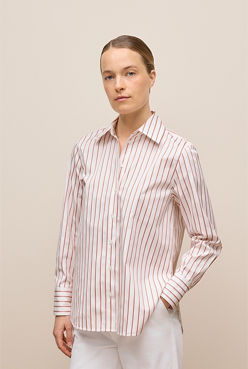 Cotton Poplin Jacquard Stripe Shirt Cotton Poplin Jacquard Stripe Shirt