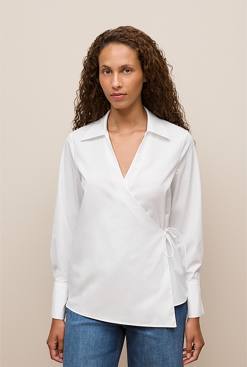 Cotton Poplin Wrap Shirt Cotton Poplin Wrap Shirt