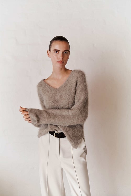 Brushed Alpaca Relaxed V Knit Brushed Alpaca Relaxed V Knit