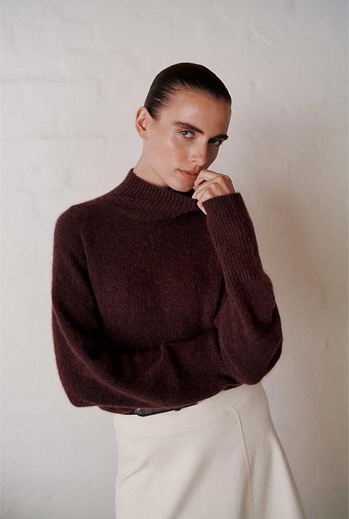 Alpaca Merino Blend Relaxed Mock Neck Alpaca Merino Blend Relaxed Mock Neck