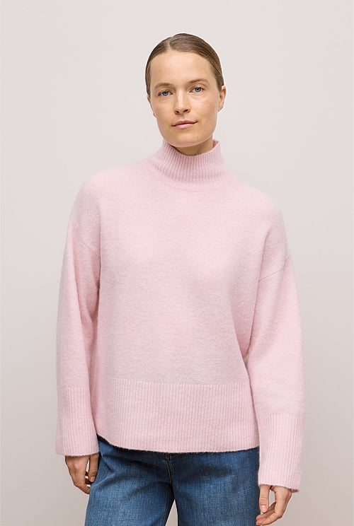 Alpaca Merino Blend Relaxed Mock Neck Alpaca Merino Blend Relaxed Mock Neck